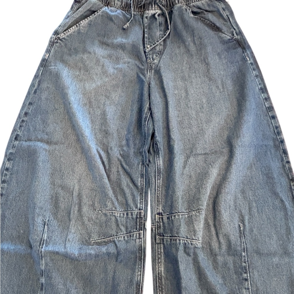 GAP Tall Grand Wide Leg Pull-On Jeans Elastic Waist Denim Pants Size Large Tall